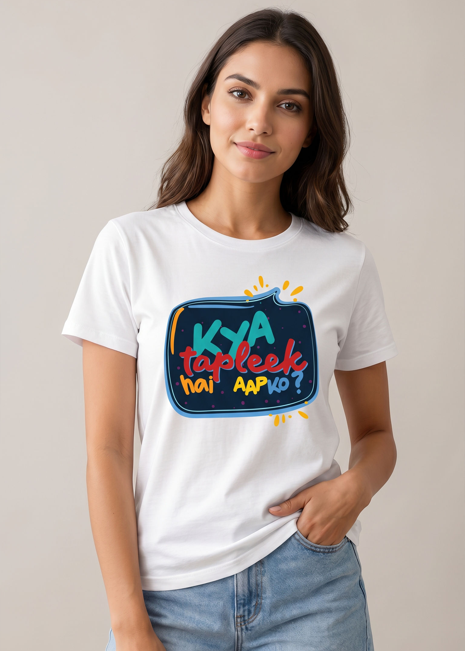 Kya Tapleek Hai Aapko Regular Fit Printed T-shirt For Women's White