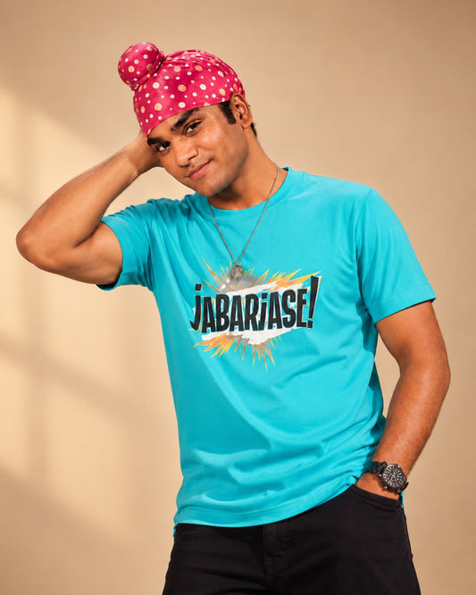 Jabarjast Regular Fit Printed T-shirt For Men's Aqua Green