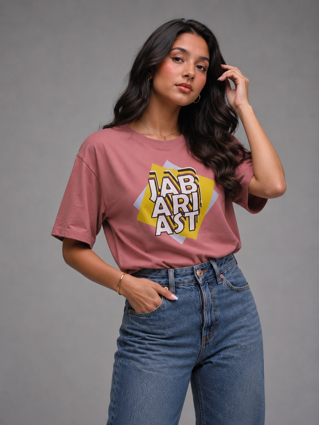 Jabarjast Oversized Fit Printed T-shirt For Women’s D-Prink