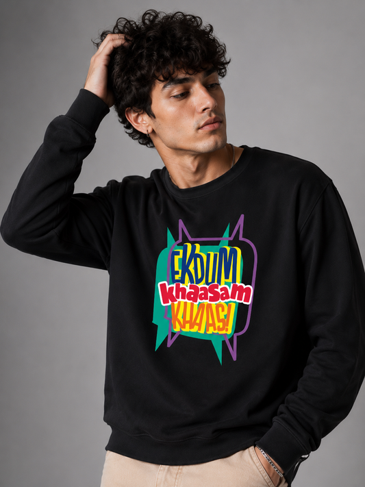 Ekdum Khaasam Khaas Regular Fit Printed Sweatshirt For Men’s Black