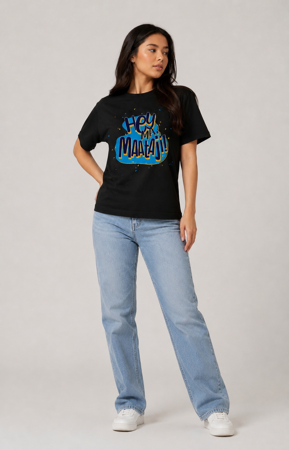 Hey Maa Mataji Regular Fit Printed T-shirt For Women's