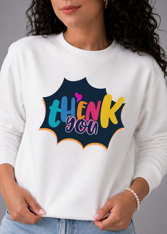 Thenk You Regular Fit Printed Sweatshirt For Women’s White