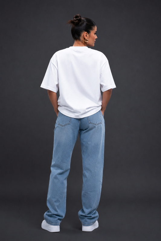 Jabarjast Oversized Fit Printed T-shirt For Women’s White