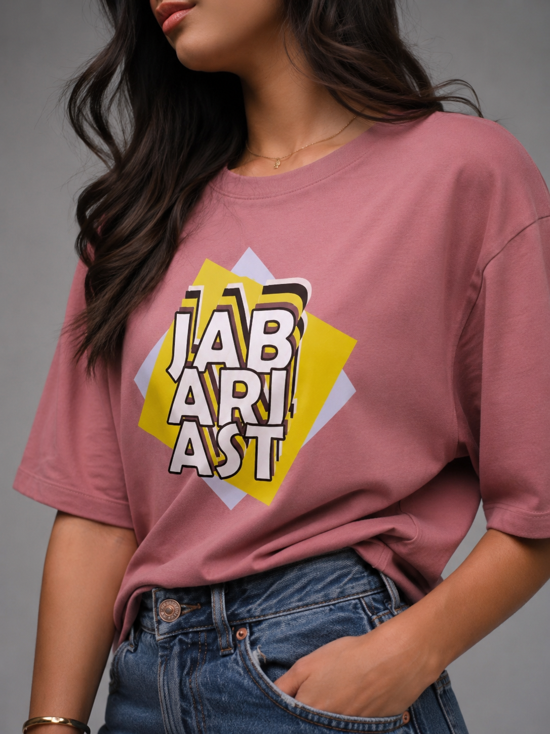 Jabarjast Oversized Fit Printed T-shirt For Women’s D-Prink