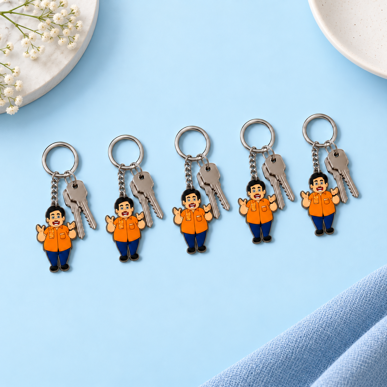 Keychain With Jethalal Artwork Set of 5