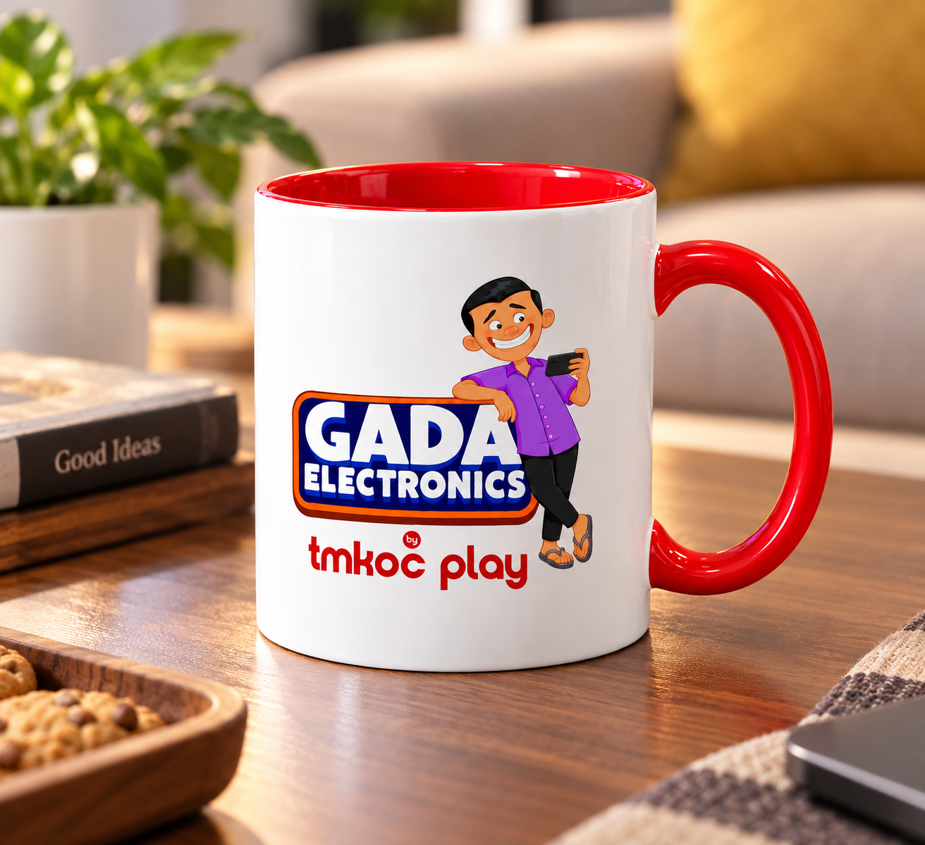 Gada Electronics Special Edition Baga Print, Red Inner Ceramic Mug (325ml)