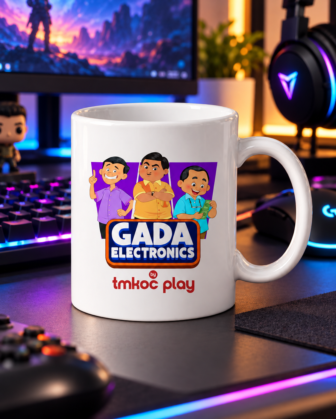 Gada Electronics Special Edition Trio Printed Ceramic Mug, White (325ml)