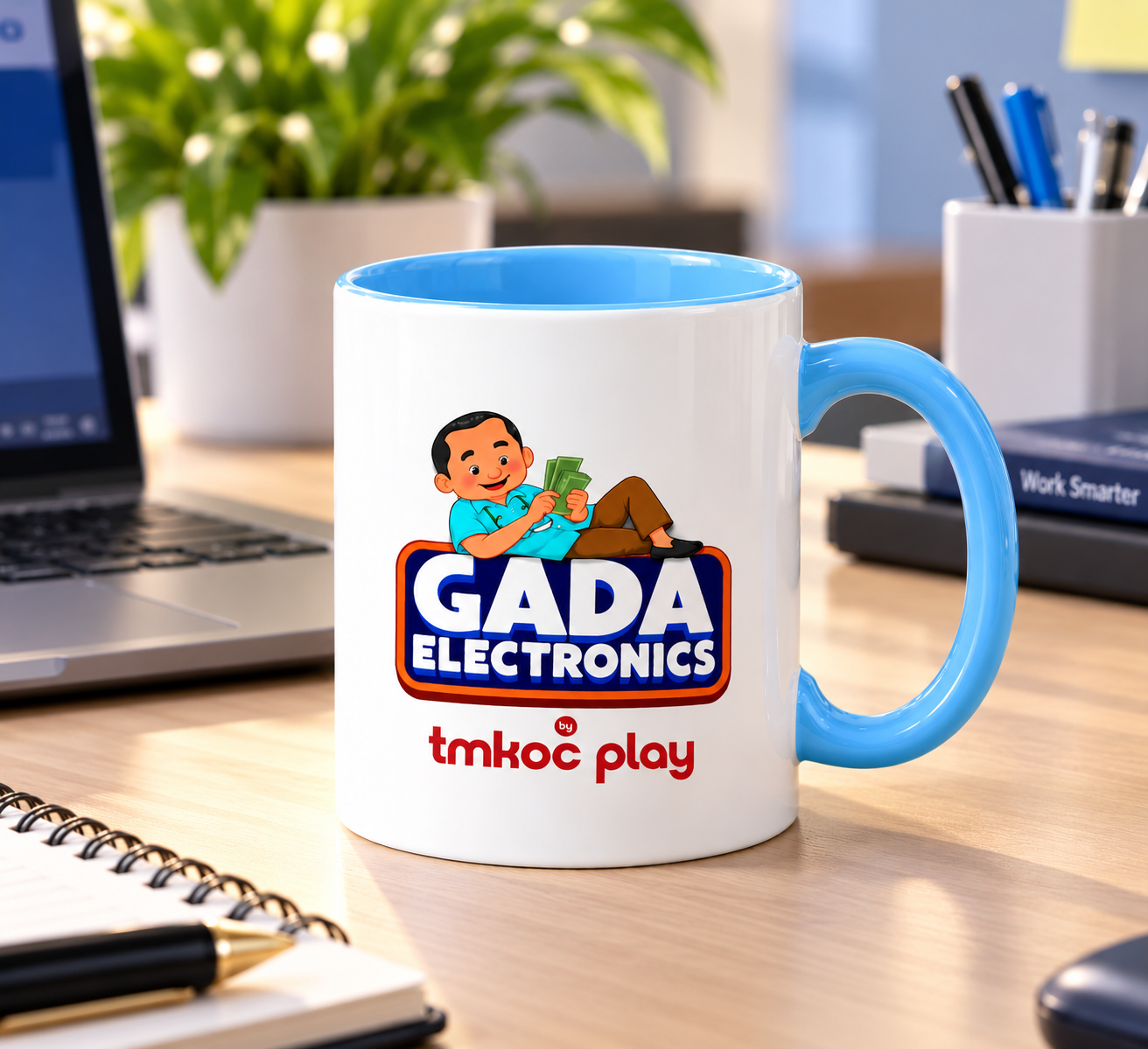 Gada Electronics Special Edition Nathu Kaka Print, Blue Inner Ceramic Mug (325ml)