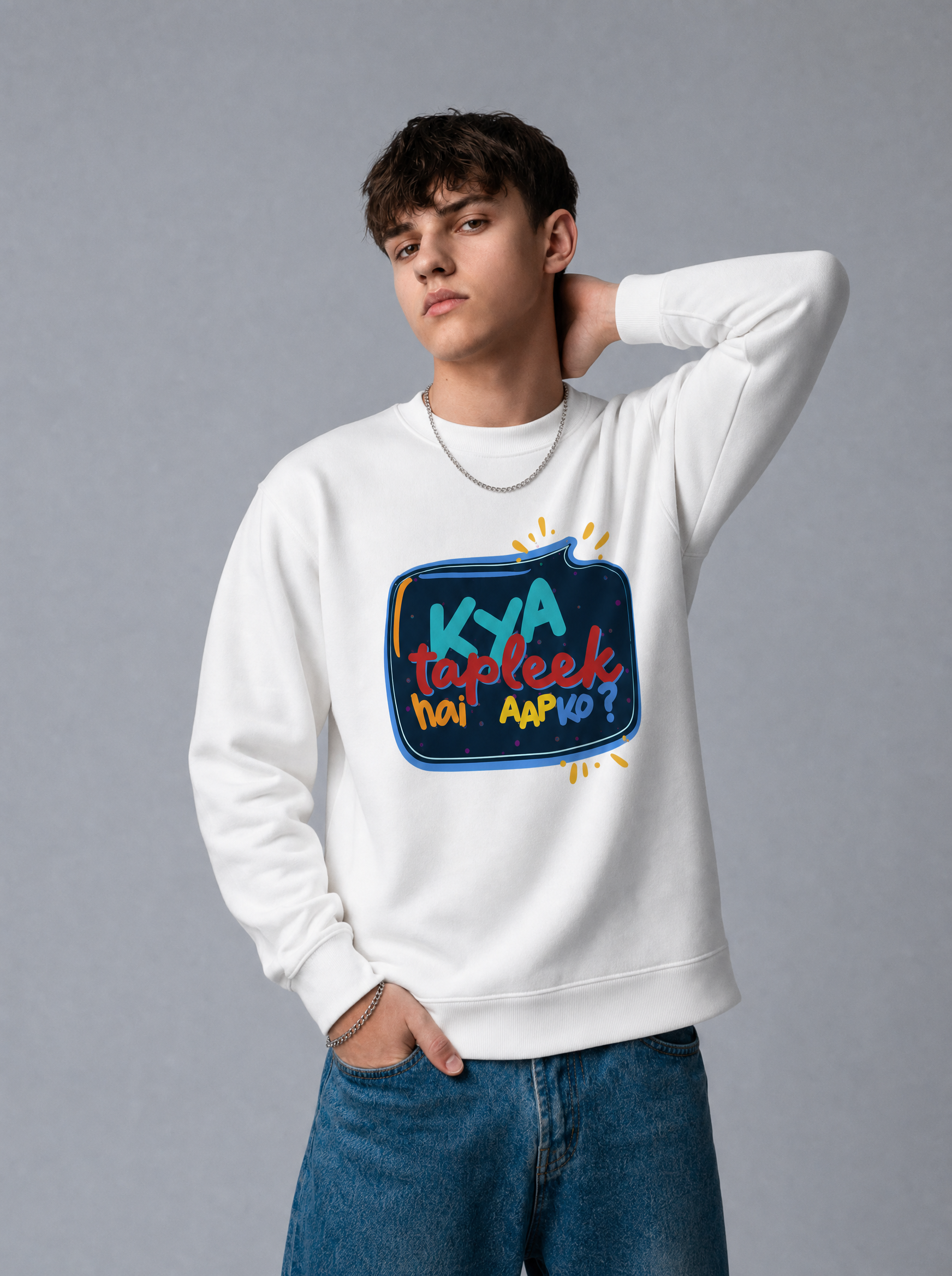 Kya Tapleek Hai Aapko Regular Fit Printed Sweatshirt For Men’s