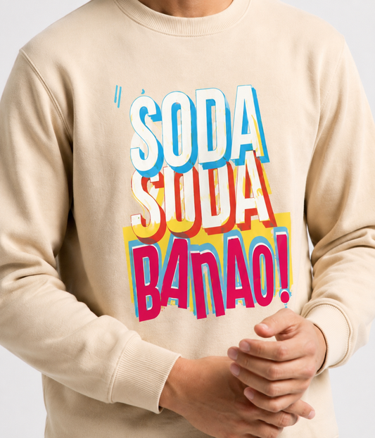 Soda Soda Banao Regular Fit Printed Sweatshirt For Men’s Beige