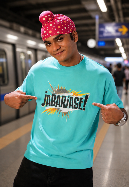 Jabarjast Regular Fit Printed T-shirt For Men's Aqua Green