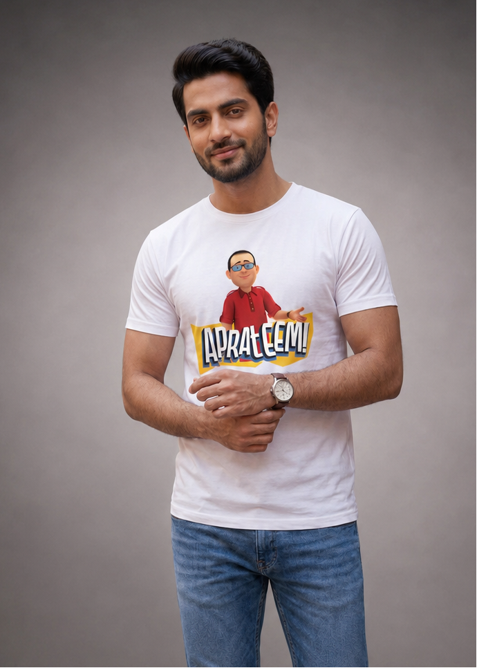 Aprateem Regular Fit Printed T-shirt For Men's White