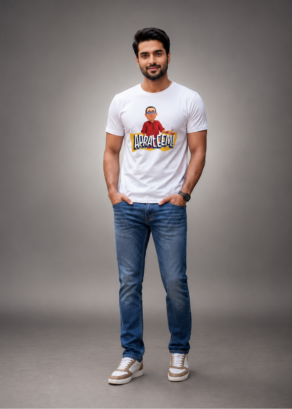 Aprateem Regular Fit Printed T-shirt For Men's White