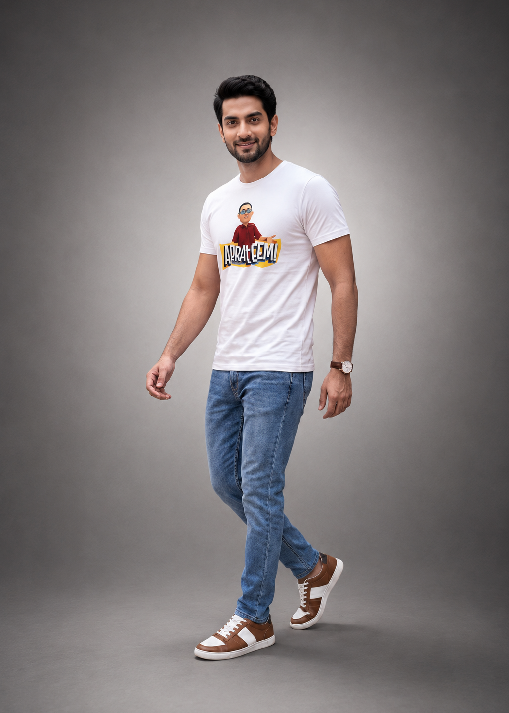 Aprateem Regular Fit Printed T-shirt For Men's White