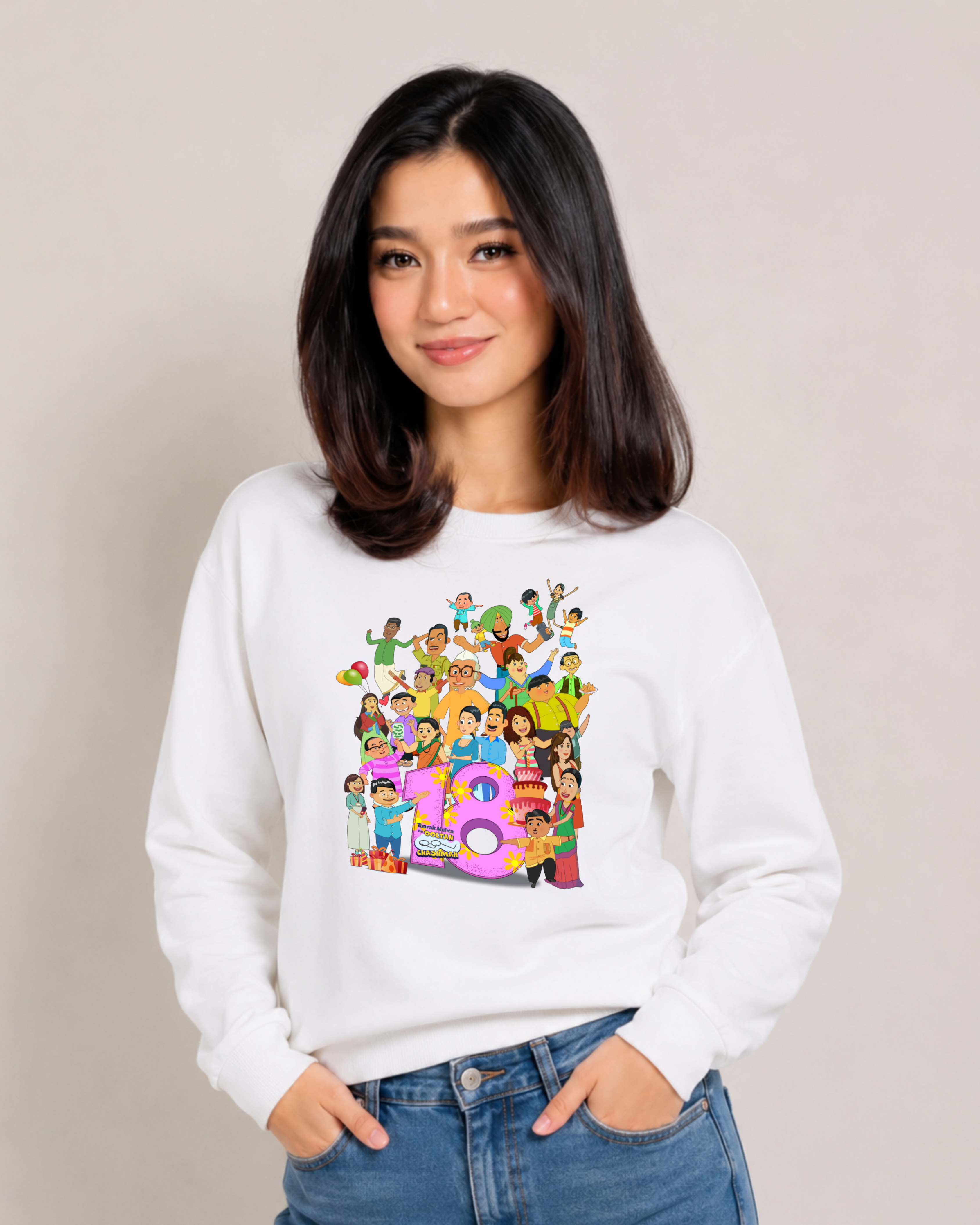 TMKOC 18th Anniversary Limited Edition Regular Fit Printed Sweatshirt For Women’s