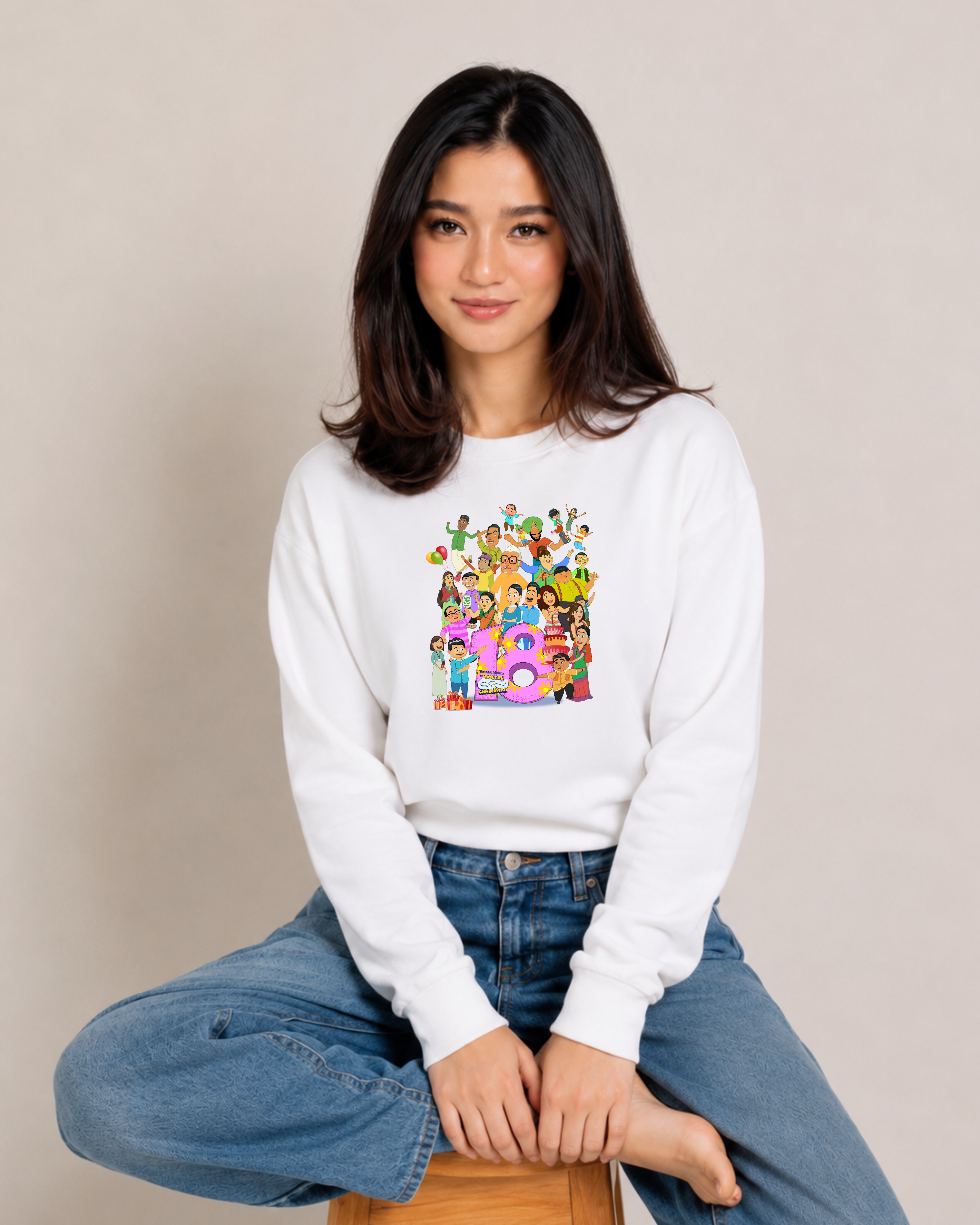 TMKOC 18th Anniversary Limited Edition Regular Fit Printed Sweatshirt For Women’s