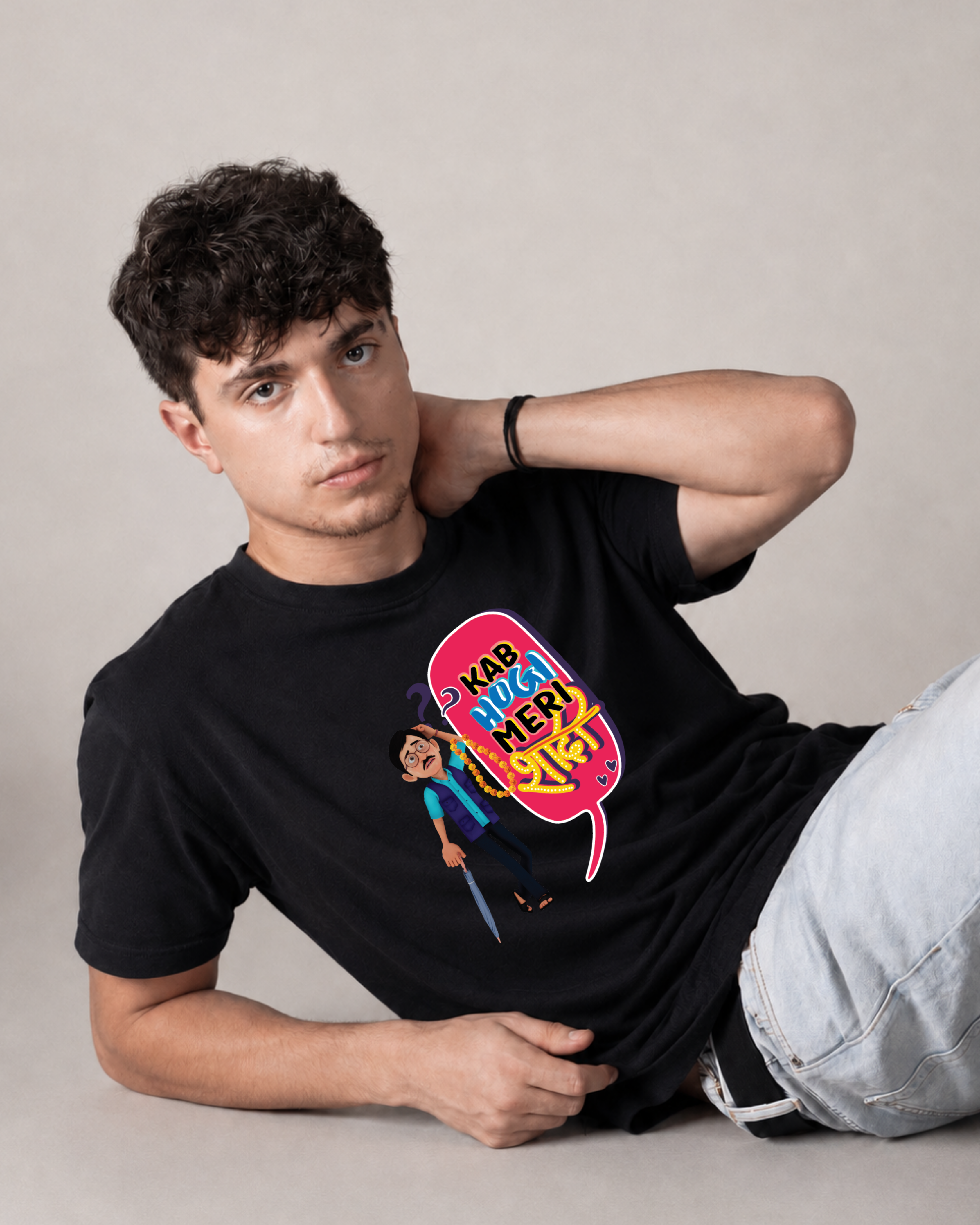 Kab Hogi Meri Shaadi Regular Fit Printed T-shirt For Men's Black Front Print