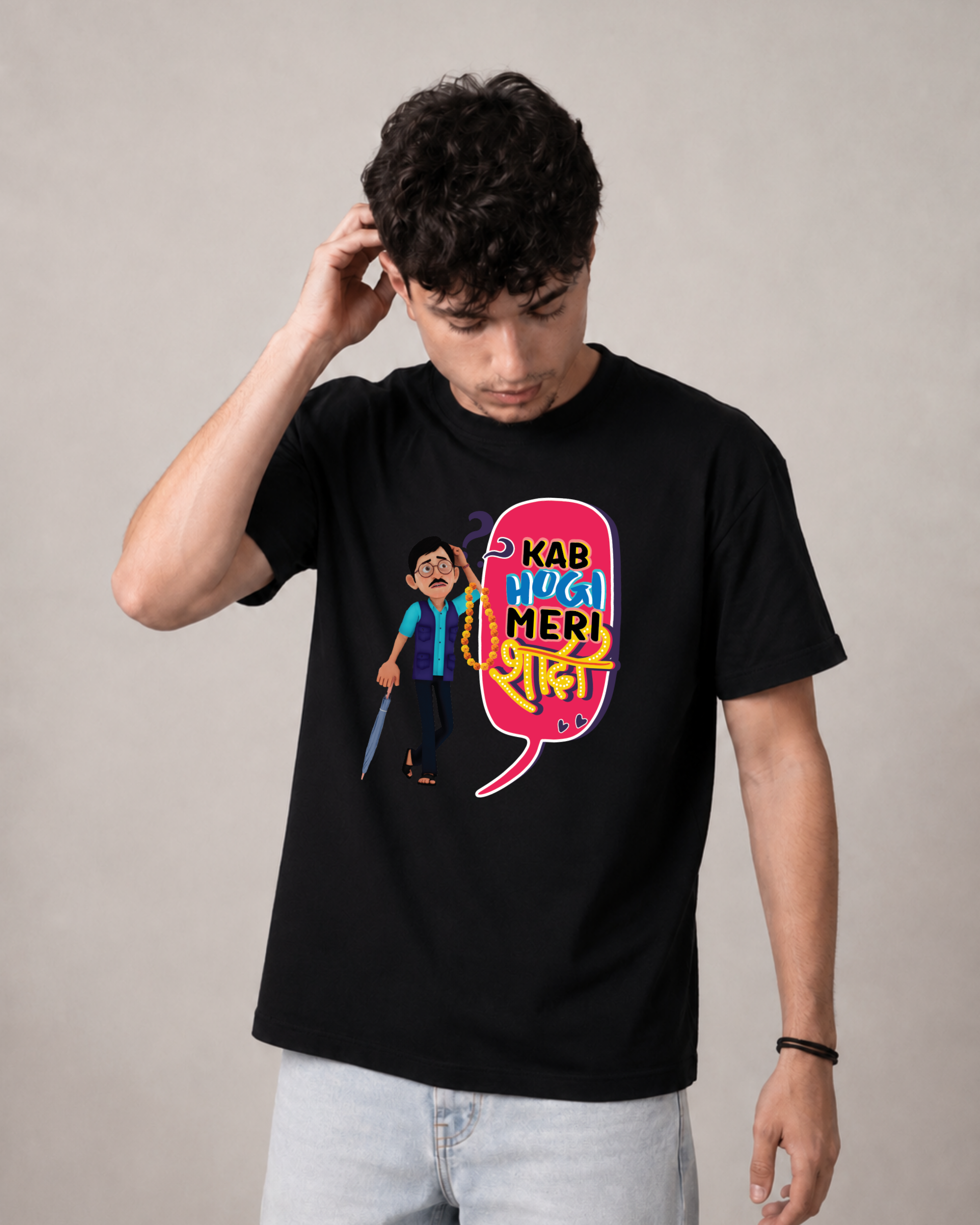 Kab Hogi Meri Shaadi Regular Fit Printed T-shirt For Men's Black Front Print