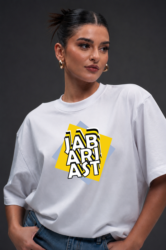 Jabarjast Oversized Fit Printed T-shirt For Women’s White