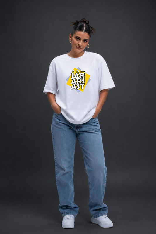 Jabarjast Oversized Fit Printed T-shirt For Women’s White