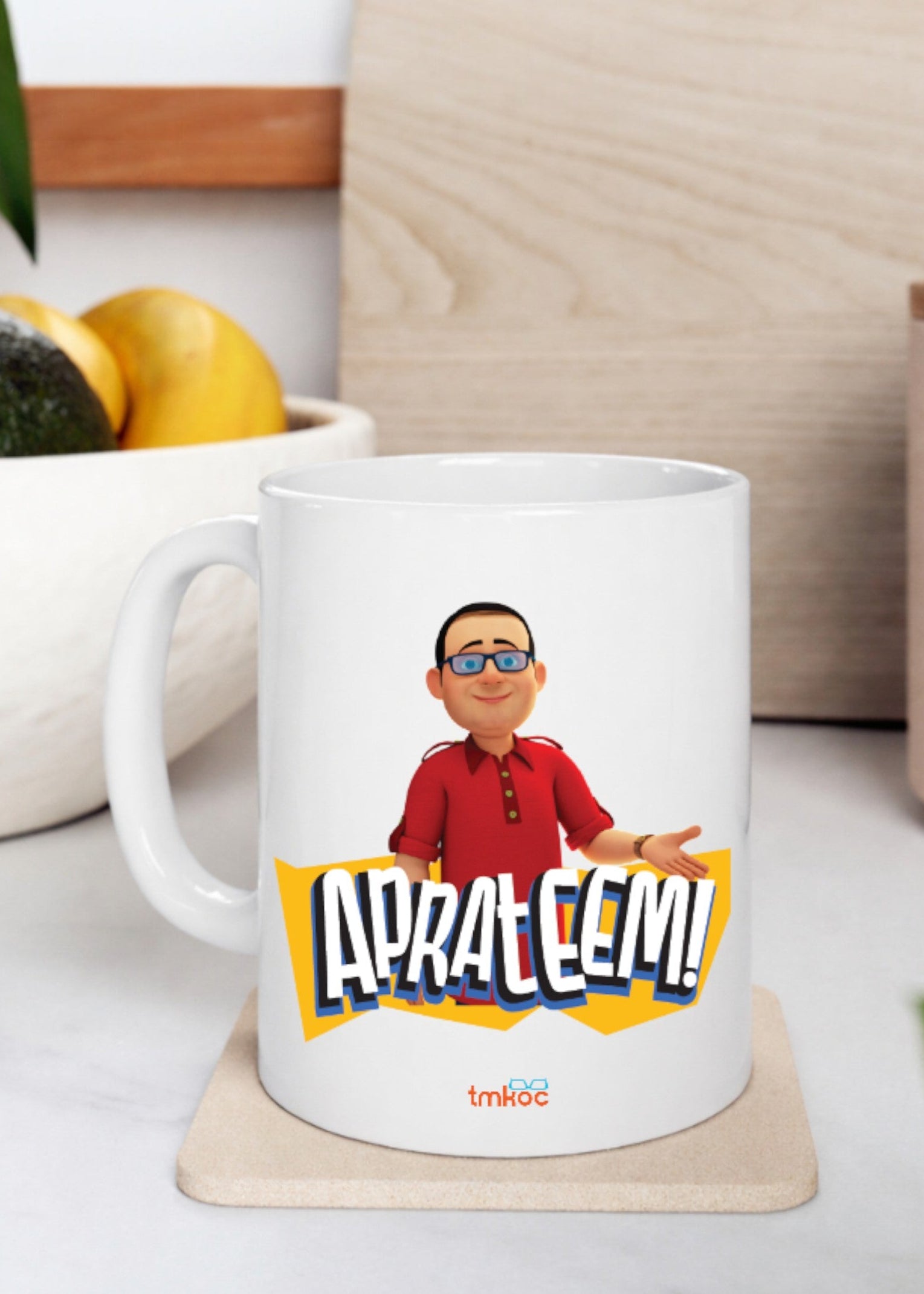 Printed White Coffee and Tea Ceramic Mug - 325ml - Aprateem