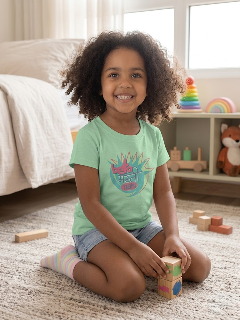 Beta Masti Nahi Kids Regular Fit Printed T-shirt For Girls Pastel Green