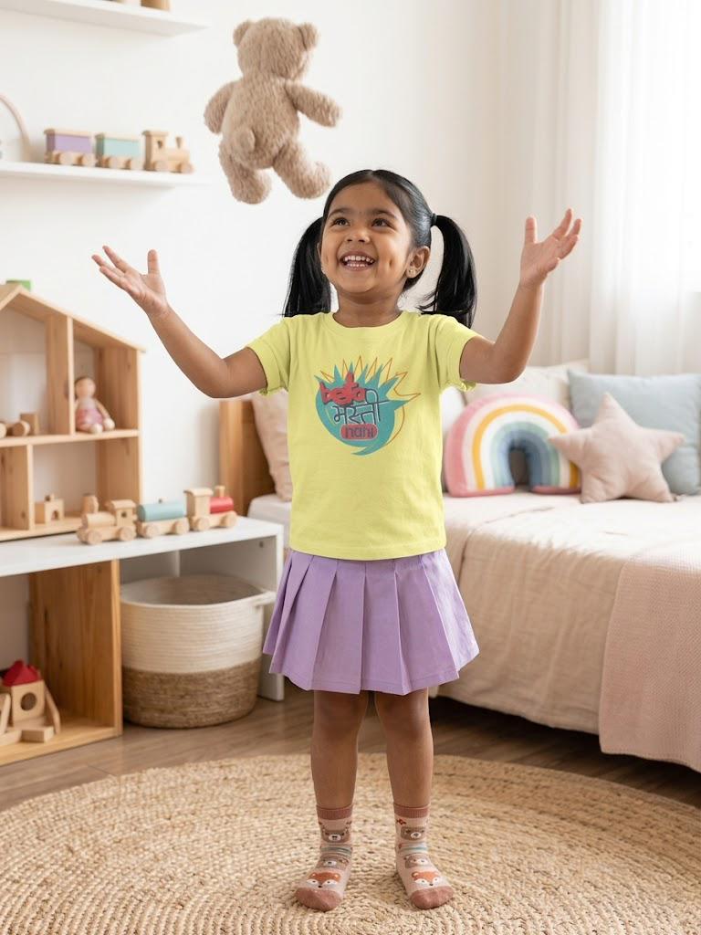 Beta Masti Nahi Kids Regular Fit Printed T-shirt For Girls
