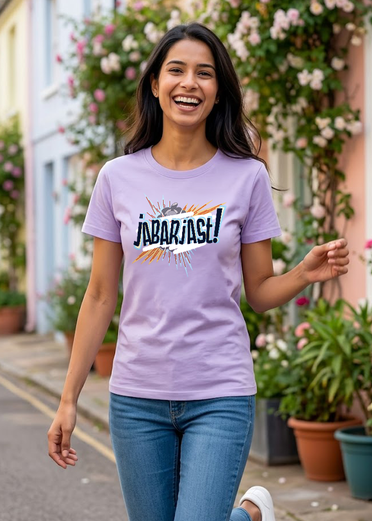 Jabarjast Regular Fit Printed T-shirt For Women's Lavender