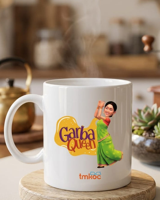 Printed White Coffee and Tea Ceramic Mug - 325ml - Garba Queen