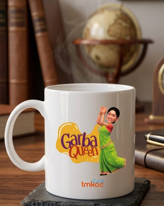 Printed White Coffee and Tea Ceramic Mug - 325ml - Garba Queen