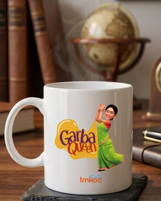 Printed White Coffee and Tea Ceramic Mug - 325ml - Garba Queen
