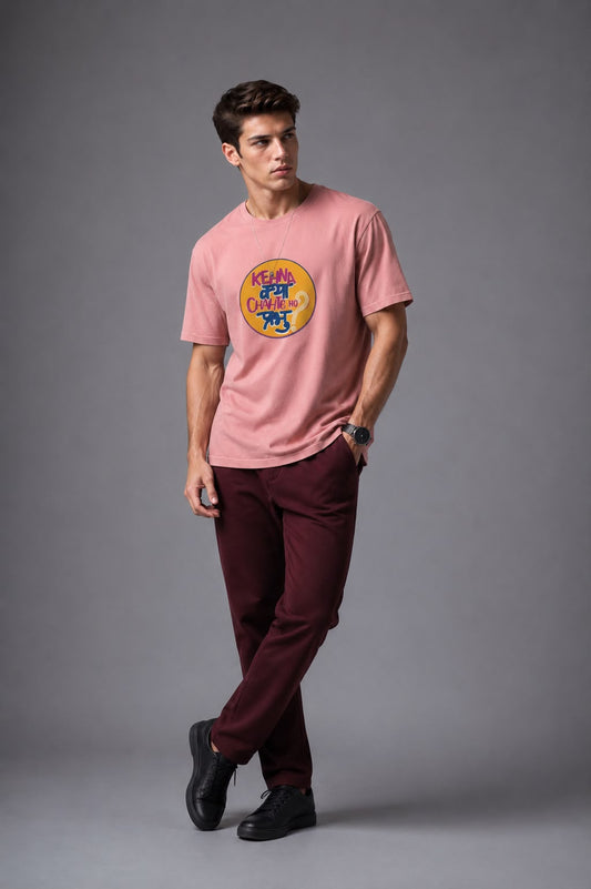 Kehna Kya Chahte Ho Prabhu Oversized Fit T-shirt For Men’s D-Pink