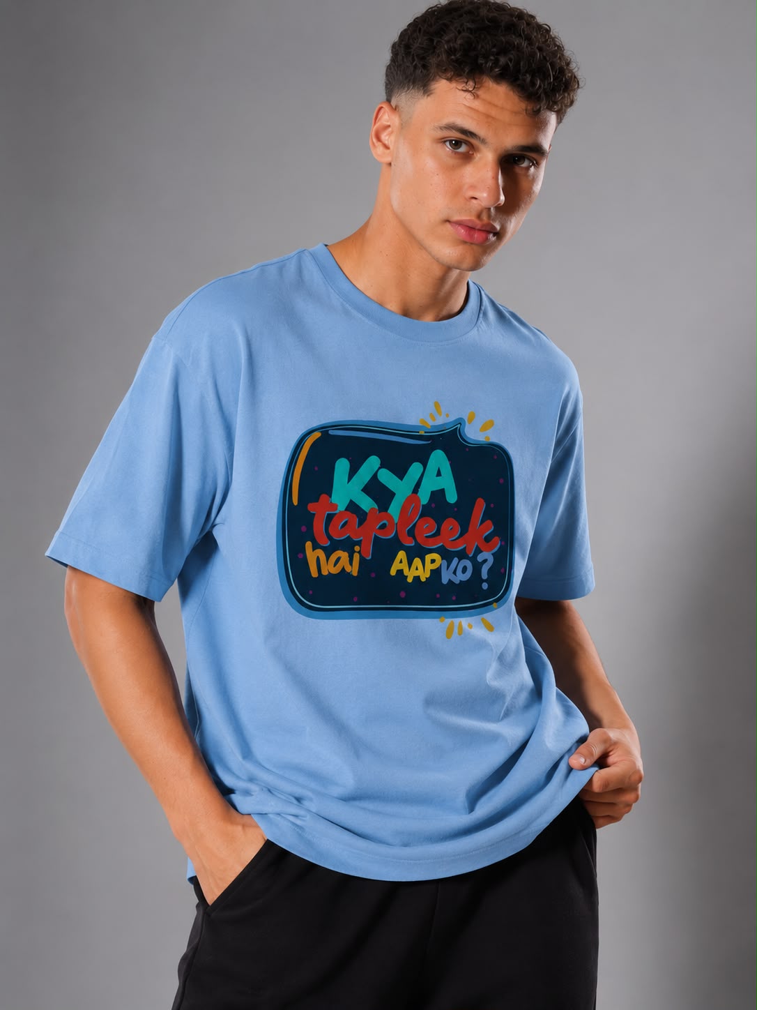 Kya Tapleek Hai Aapko Regular Fit Printed T-shirt For Men's Blue