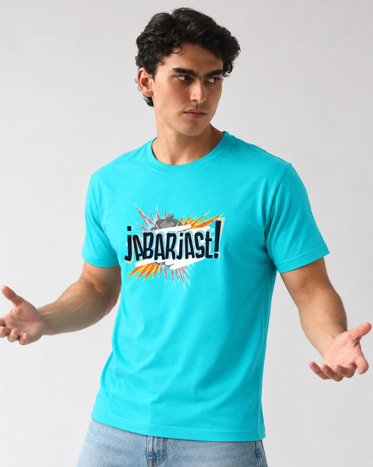 Jabarjast Regular Fit Printed T-shirt For Men's Aqua Green